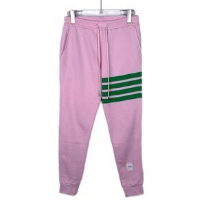 Thom Browne Classic Four-Bar Pink Cotton Casual Sweatpants